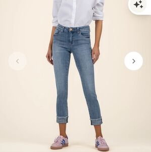 Kut from the Kloth (Women's 10) Ellen Capri Frayed hem Straight Leg Jeans